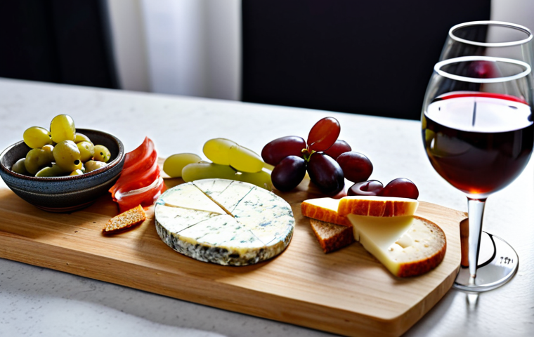 Iberian Fermented Cheese Snack**

"A beautifully arranged charcuterie board featuring bite-sized portions of various Spanish fermented cheeses (Manchego, Idiazabal) alongside olives, grapes, and crusty bread. The cheese is presented in innovative ways, such as rolled into small croquettes or formed into mini-chips. Focus on textures and vibrant colors.  Appropriate content, professional food photography, perfect composition, natural lighting, fully clothed setting, safe for work, modest presentation."

**
