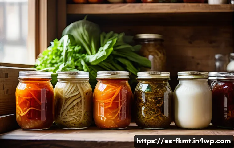 전통 발효식품의 현대적 소비자 경험 - A vibrant, rustic kitchen scene showcasing a variety of traditional fermented foods from Spanish-spe...
