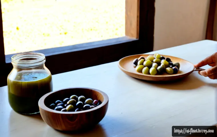 Home 17 발효식품의 새로운 영양학적 가치 발견 - Photorealistic sunlit Spanish kitchen table featuring a clear glass jar of fermented vegetables, a r...